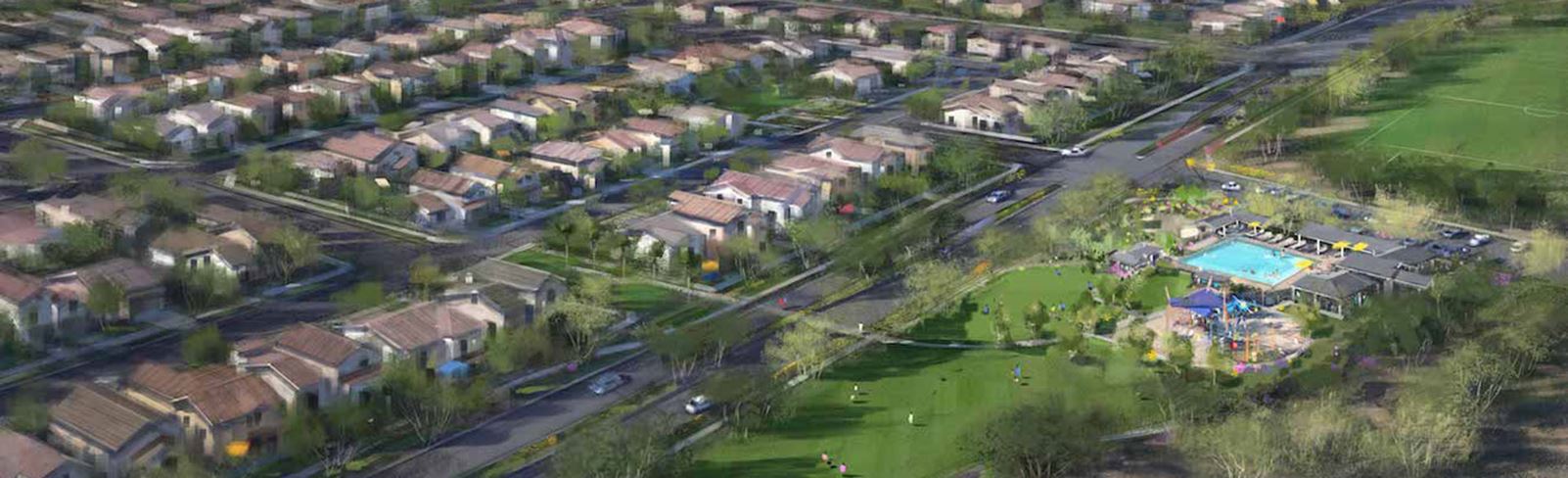 Aerial image of Alamar community showing the Alamar Park in Avondale, AZ